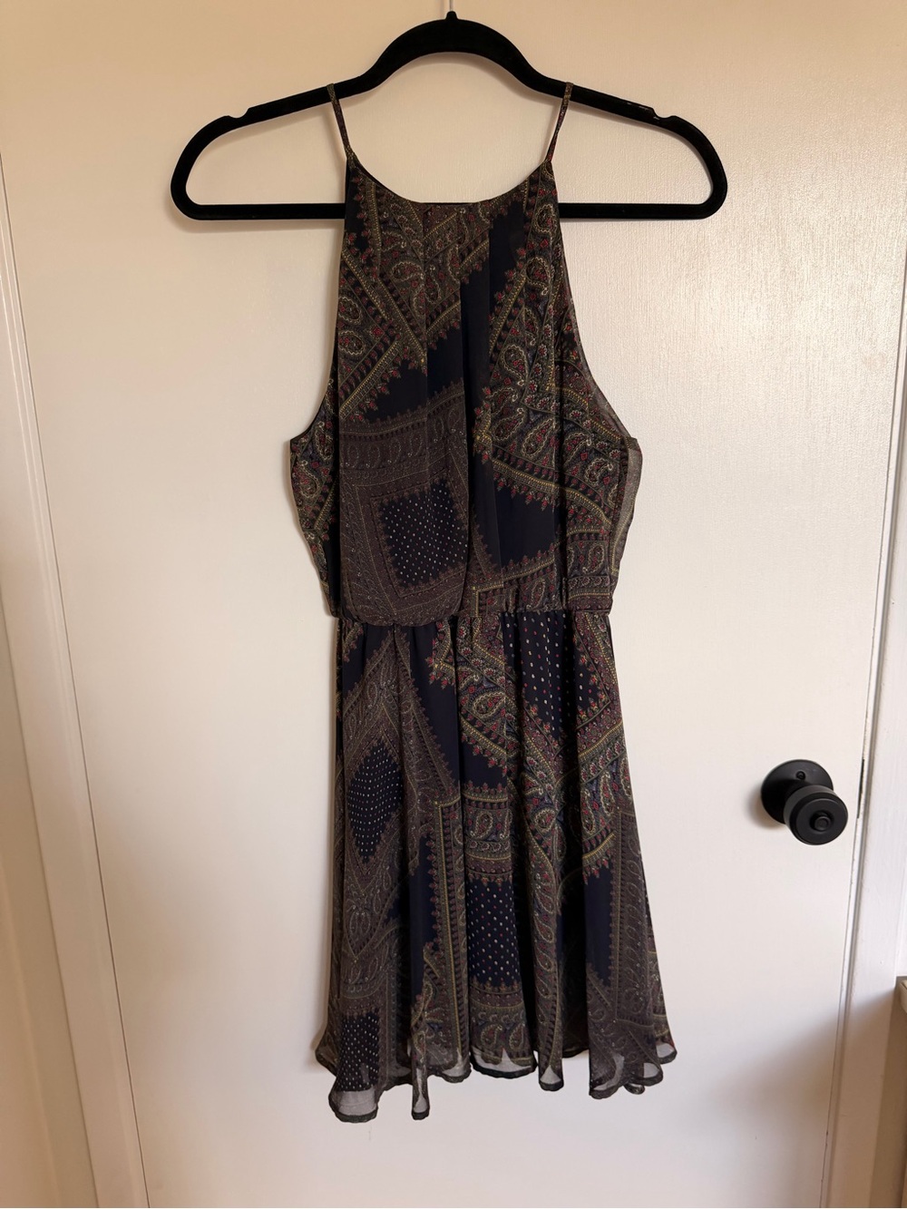Lush Paisley Print Black Summer Dress